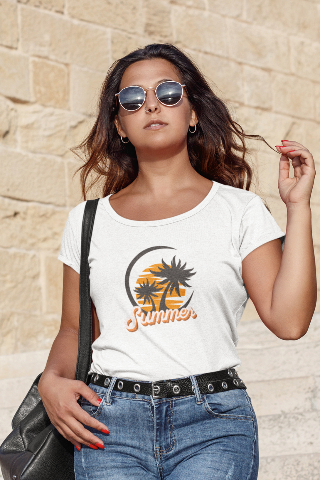 Summer Adventures Printed Scoop Neck T-Shirt For Women - WowWaves - 6
