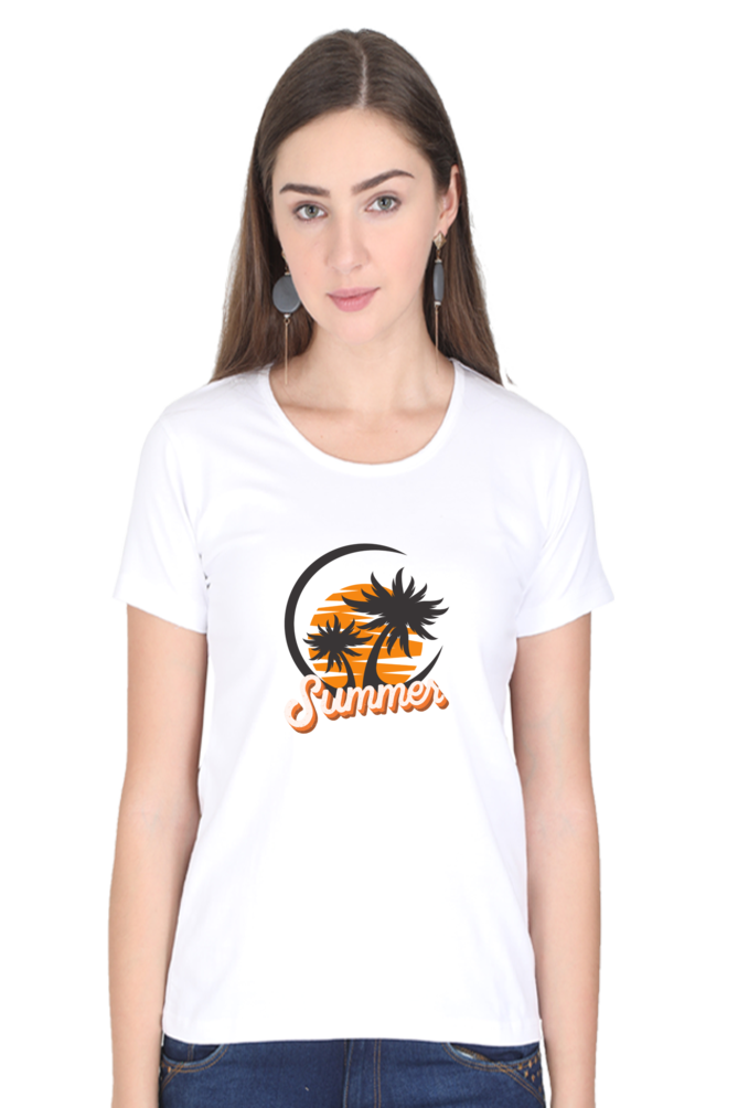 Summer Adventures Printed Scoop Neck T-Shirt For Women - WowWaves - 7