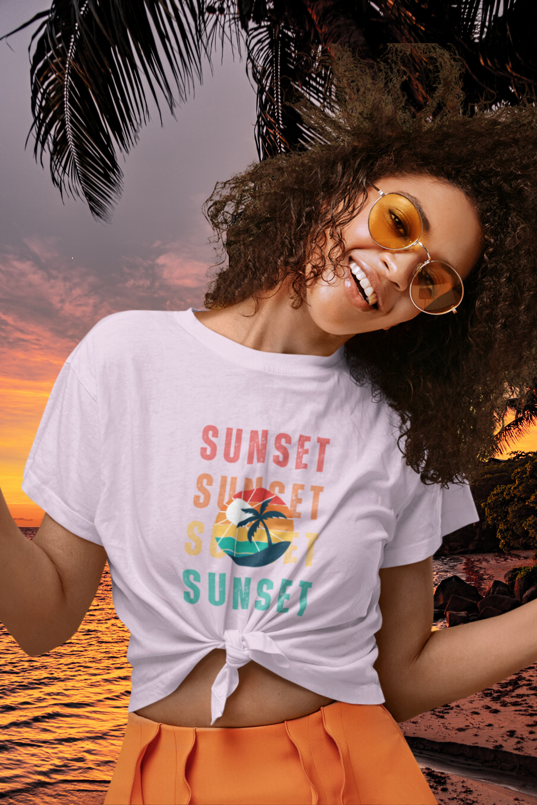 Breathtaking Sunset Printed T-Shirt For Women - WowWaves - 4