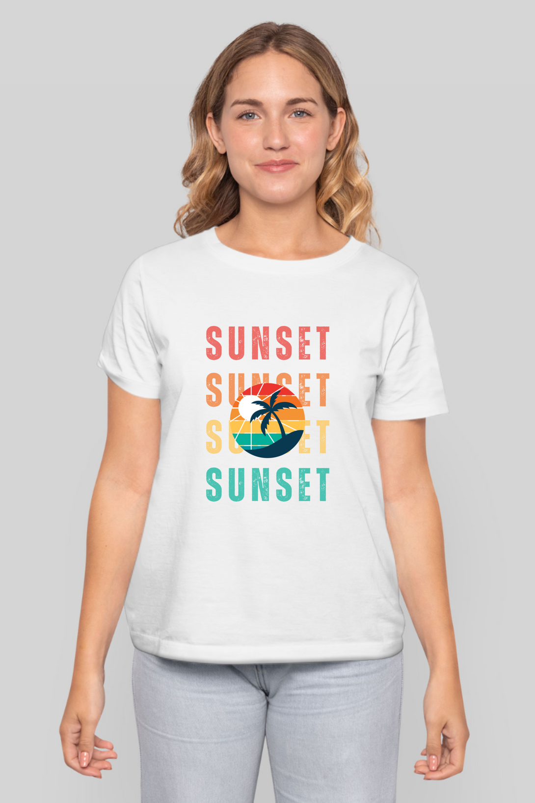 Breathtaking Sunset Printed T-Shirt For Women - WowWaves - 7