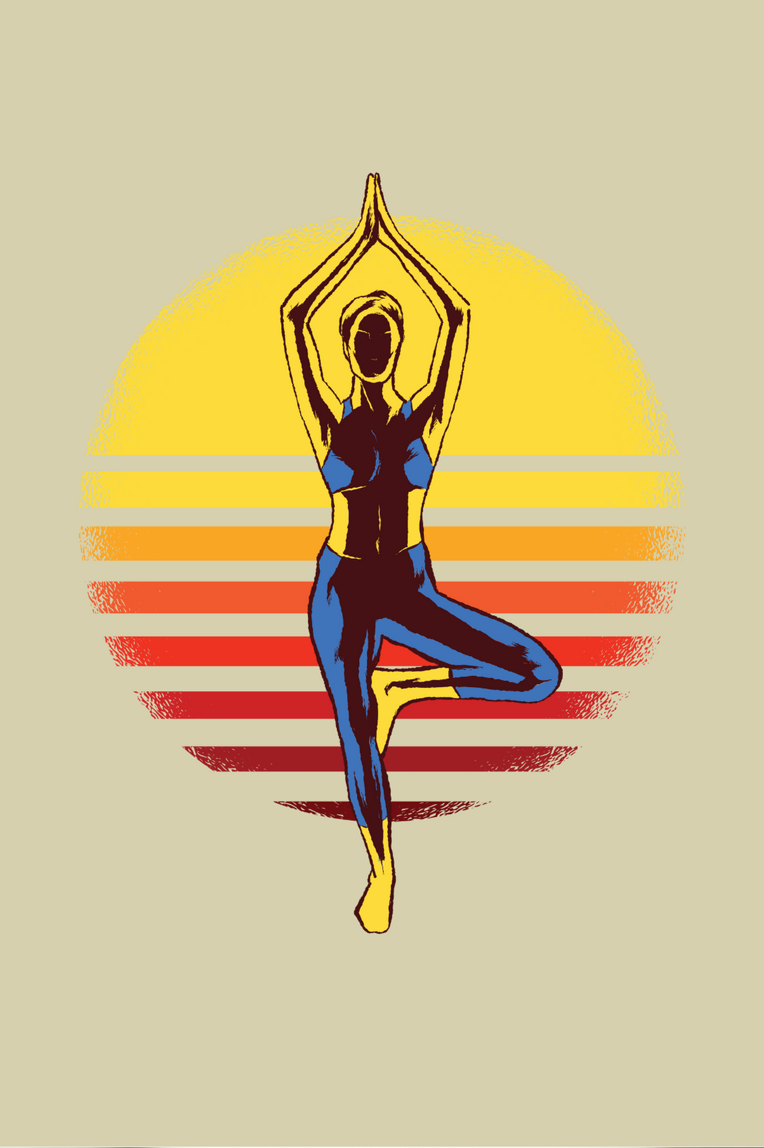 Sunset Yoga Printed T-Shirt For Women - WowWaves - 1