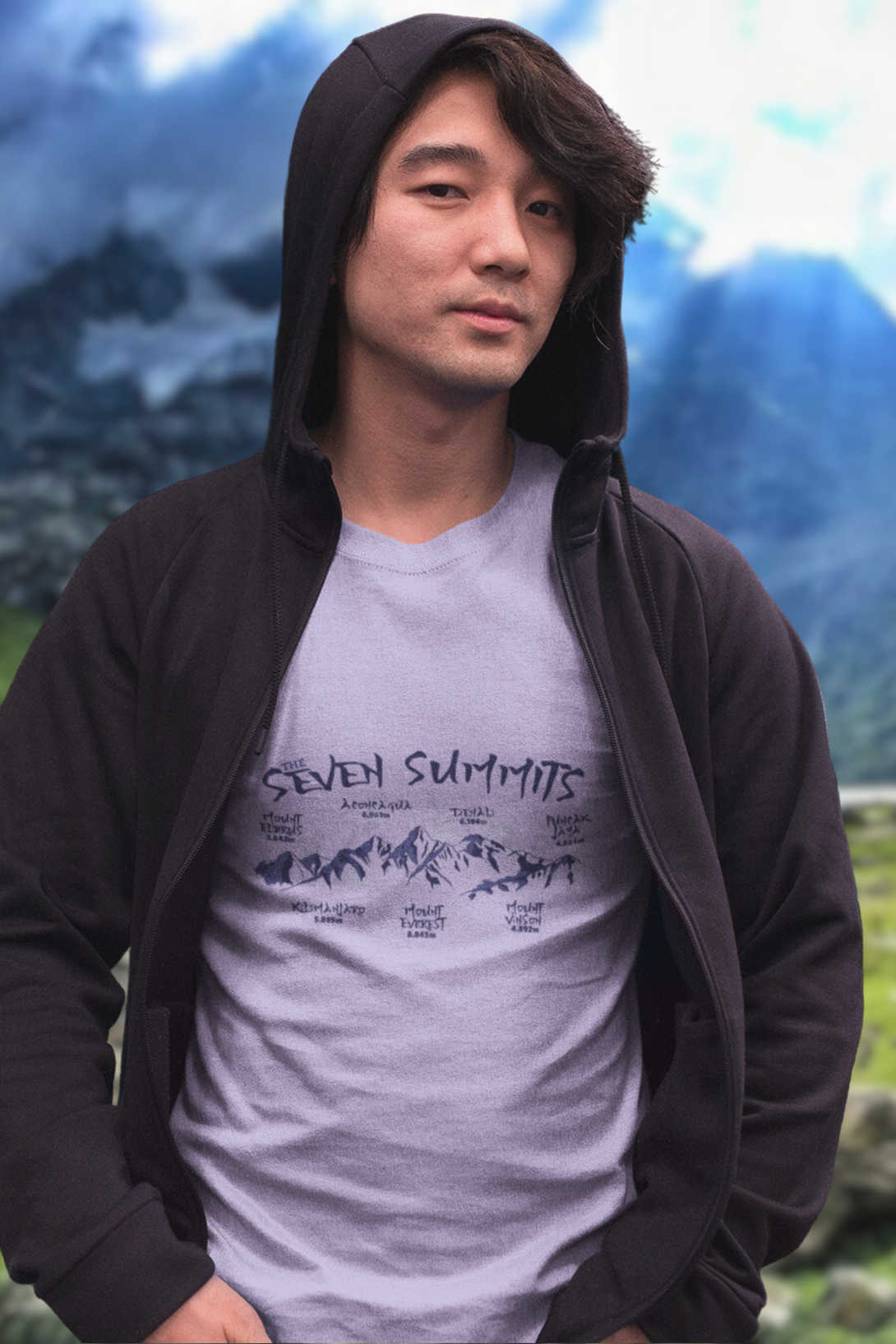 Seven Summits Mountain Printed T-Shirt For Men - WowWaves - 5