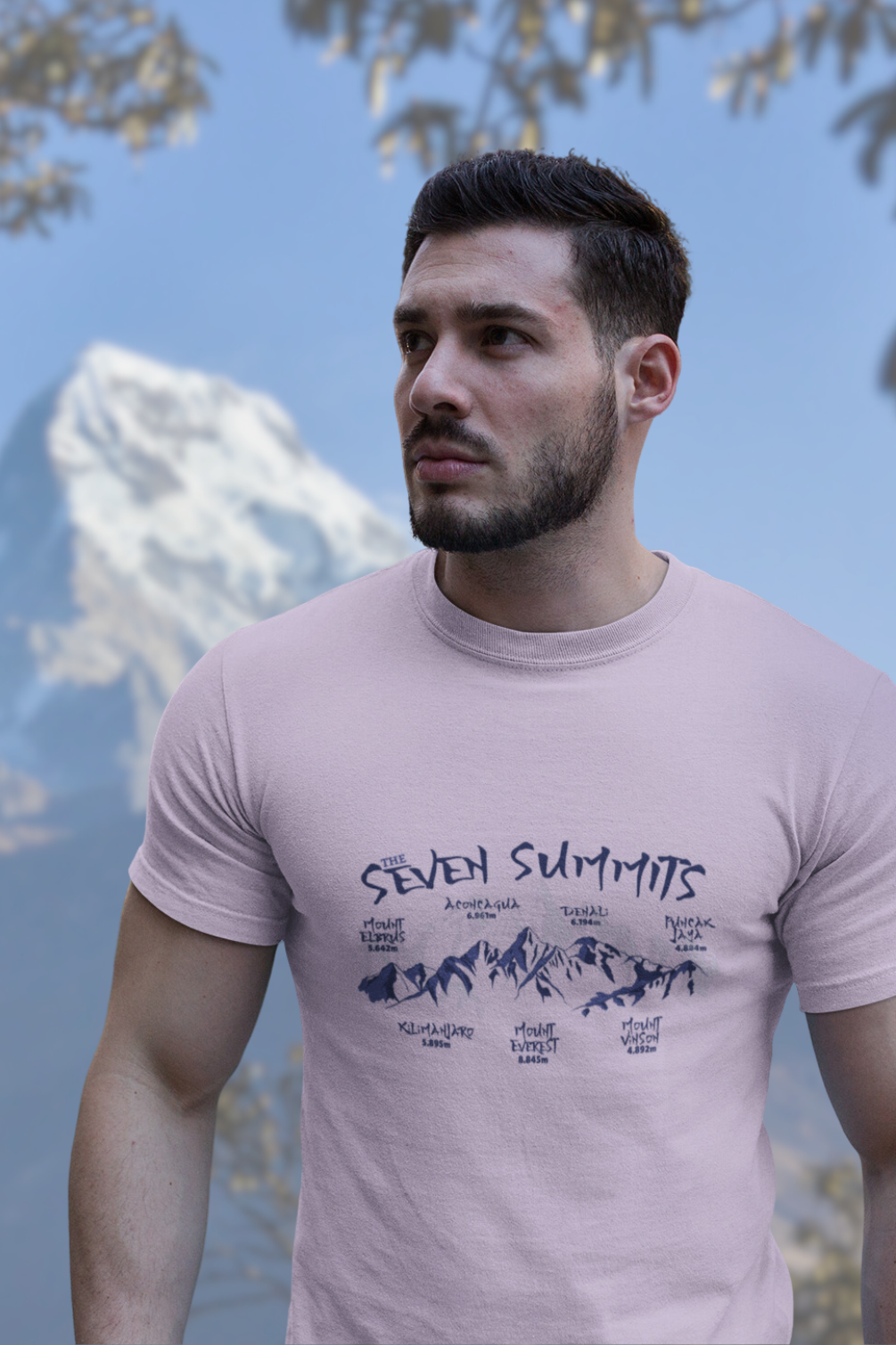 Seven Summits Mountain Printed T-Shirt For Men - WowWaves - 3