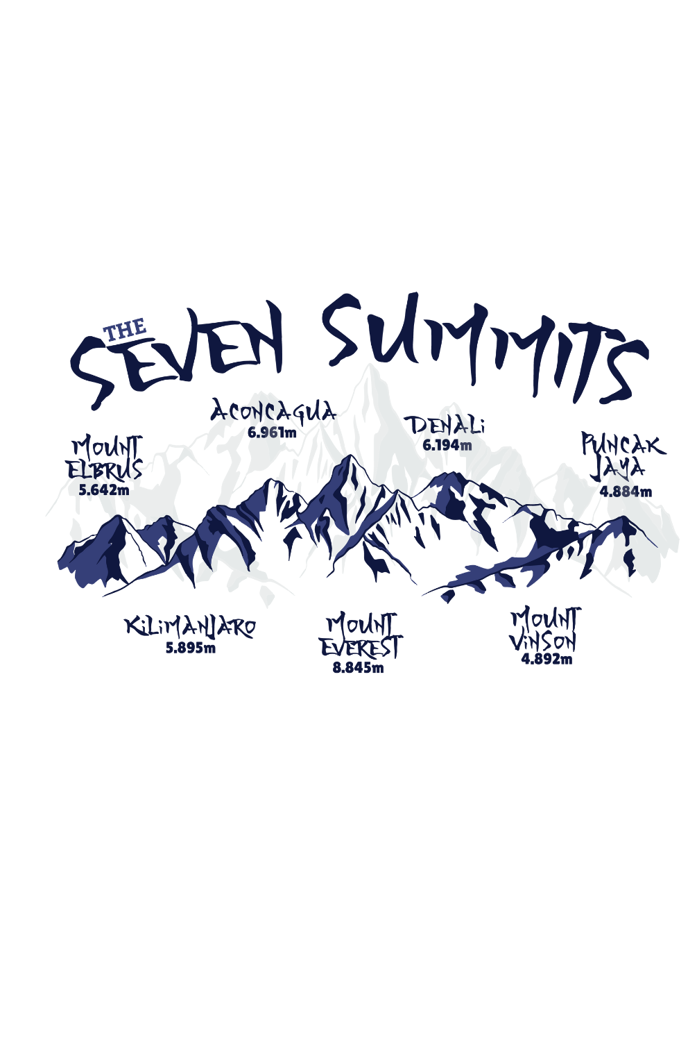 Seven Summits Mountain Printed T-Shirt For Men - WowWaves - 1
