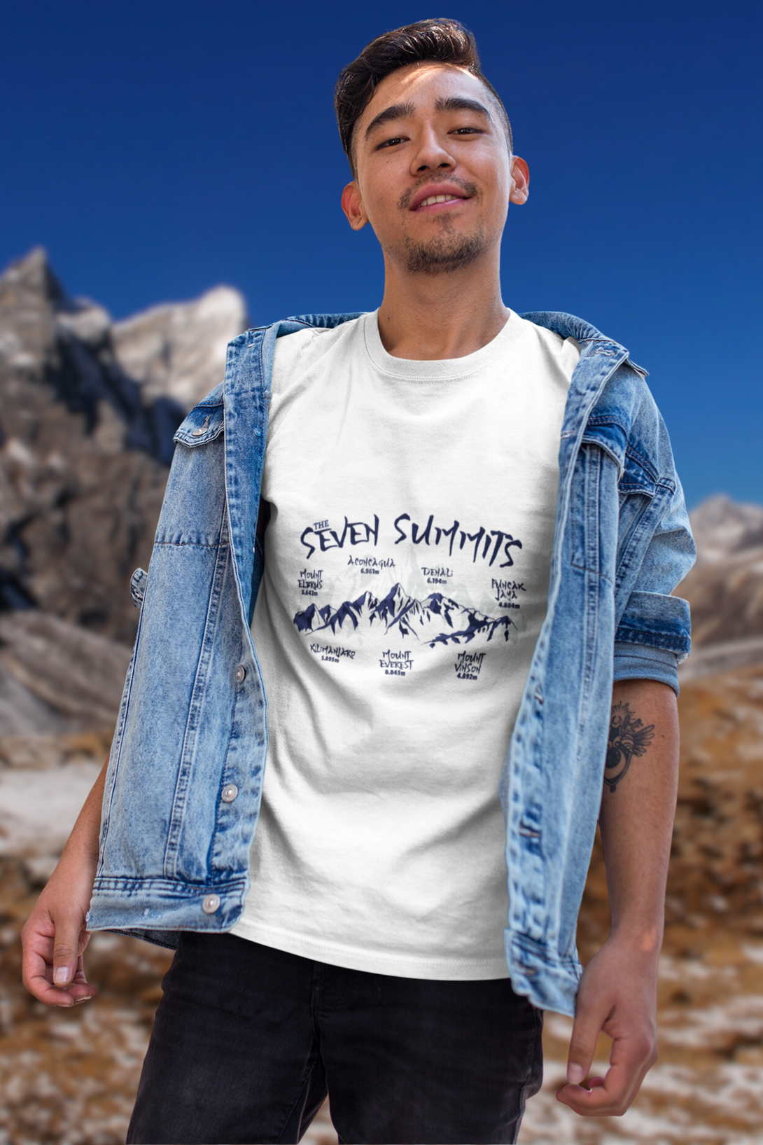 Seven Summits Mountain Printed T-Shirt For Men - WowWaves - 7