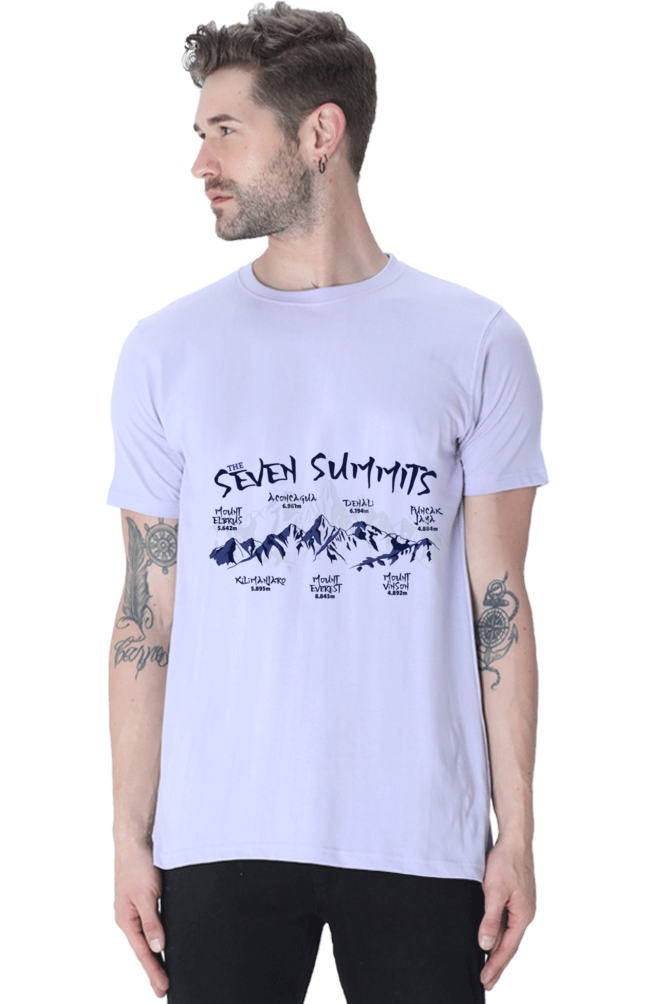 Seven Summits Mountain Printed T-Shirt For Men - WowWaves - 12