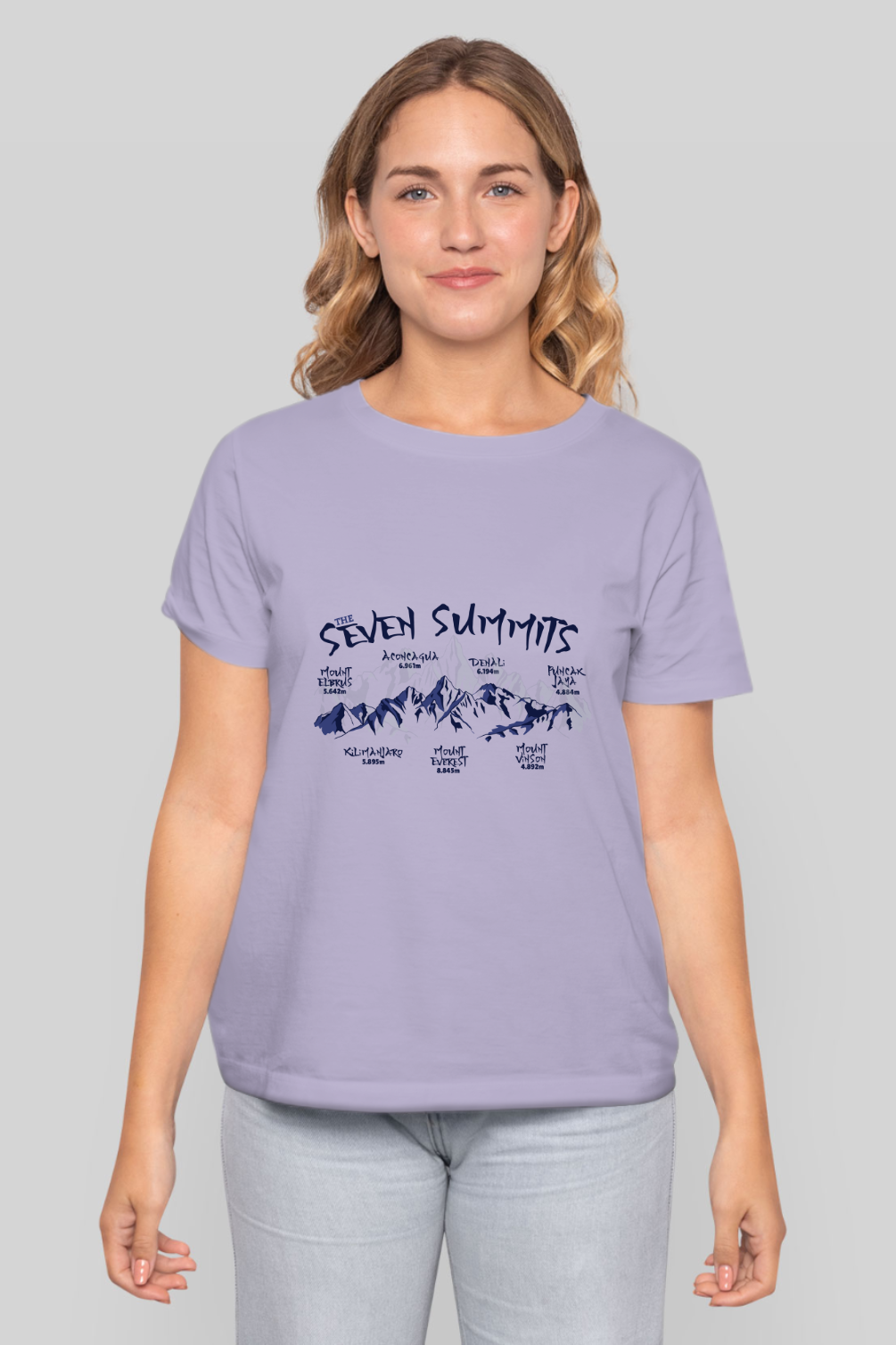 Seven Summits Mountain Printed T-Shirt For Women - WowWaves - 8