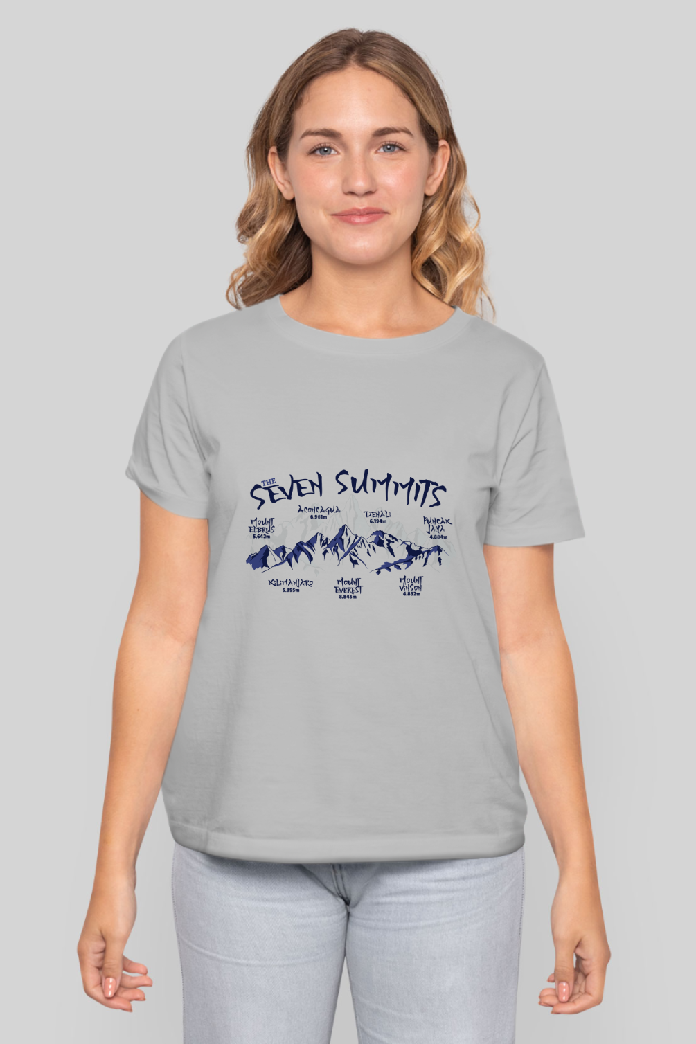 Seven Summits Mountain Printed T-Shirt For Women - WowWaves - 9