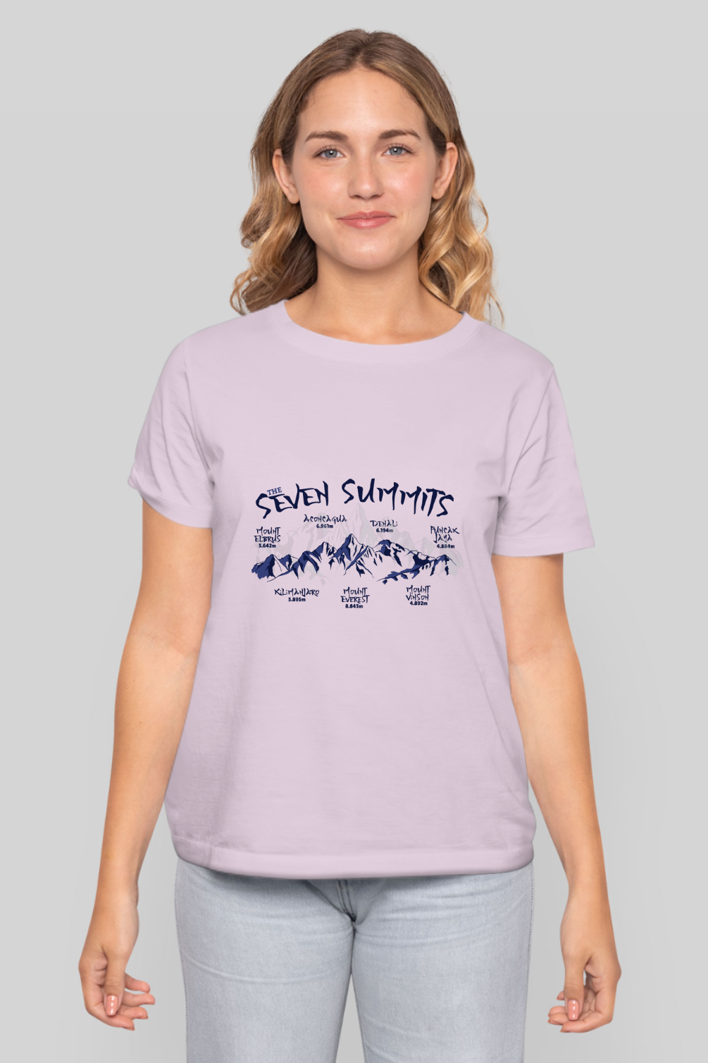 Seven Summits Mountain Printed T-Shirt For Women - WowWaves - 7