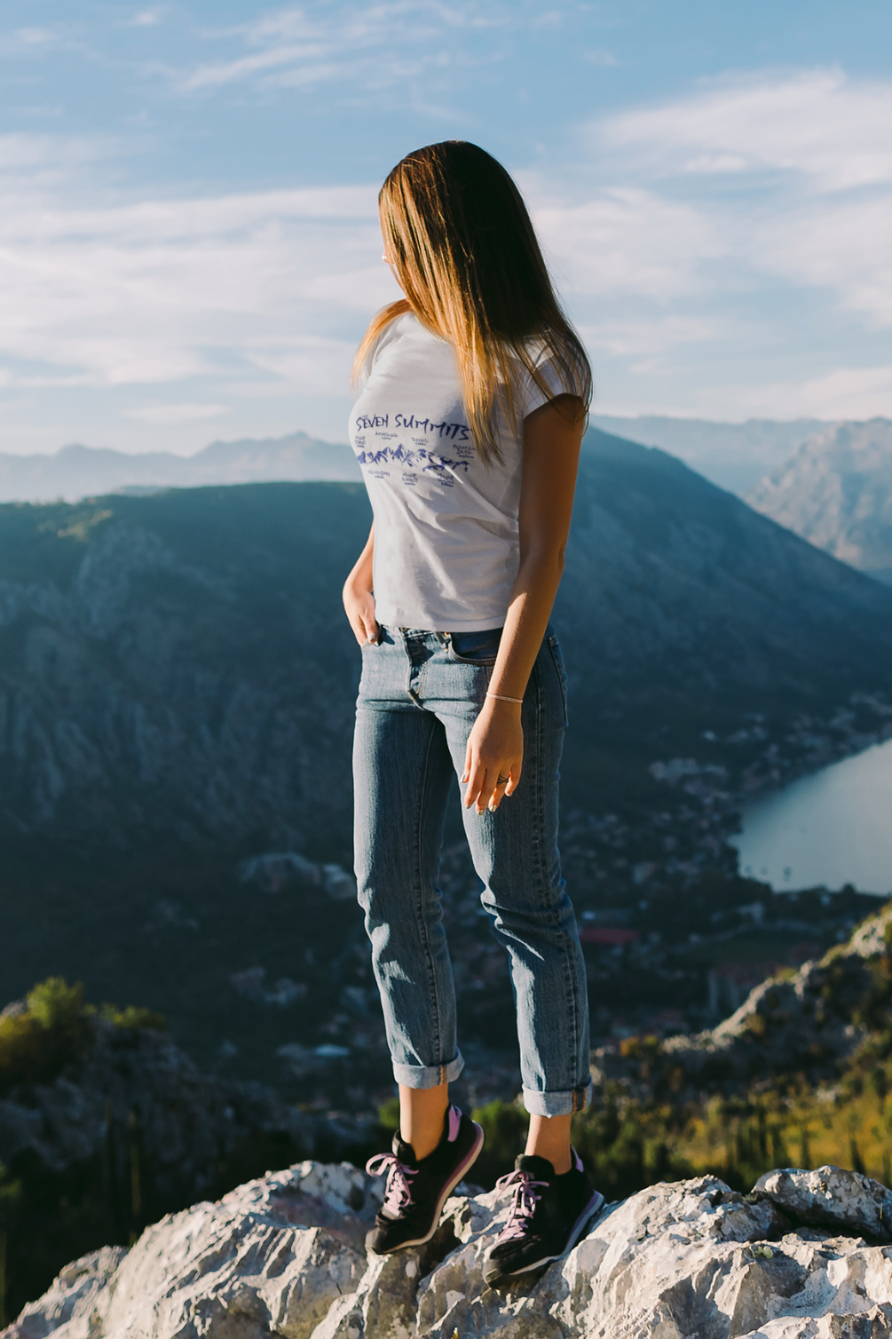 Seven Summits Mountain Printed T-Shirt For Women - WowWaves - 3