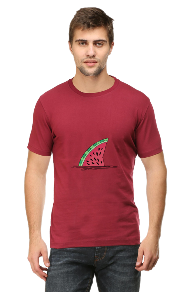 Watermelon Shark Fin Printed T-Shirt For Men - WowWaves - 13