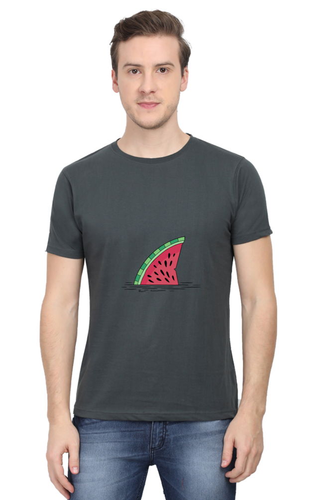 Watermelon Shark Fin Printed T-Shirt For Men - WowWaves - 12