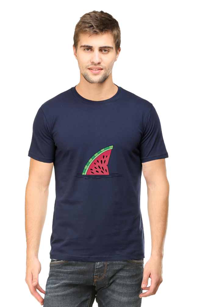 Watermelon Shark Fin Printed T-Shirt For Men - WowWaves - 10