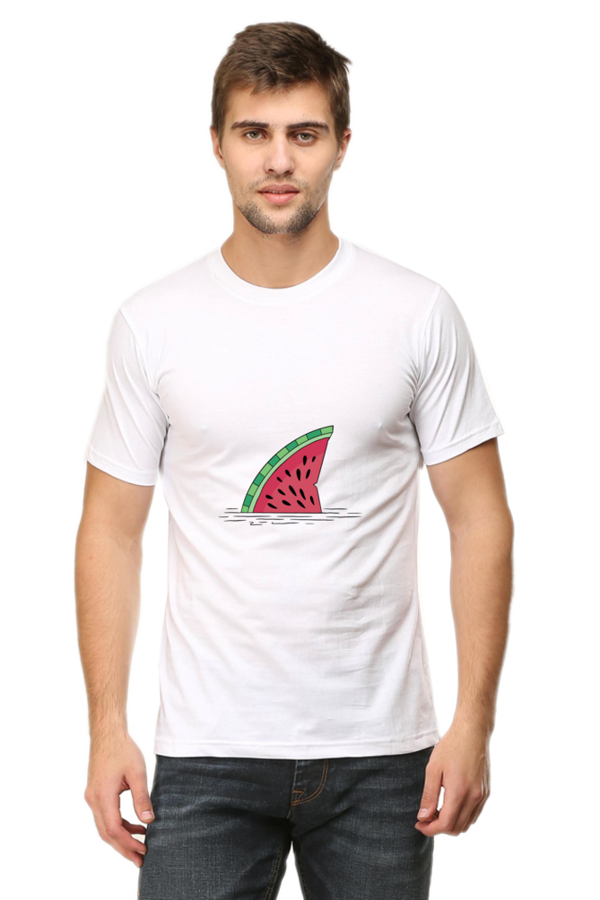 Watermelon Shark Fin Printed T-Shirt For Men - WowWaves - 7