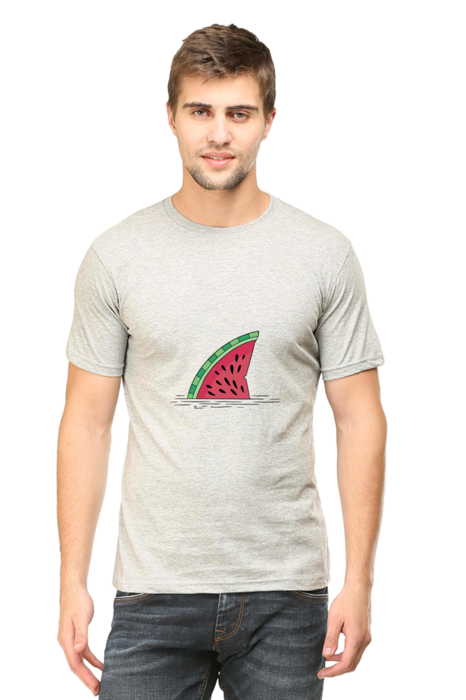 Watermelon Shark Fin Printed T-Shirt For Men - WowWaves - 9
