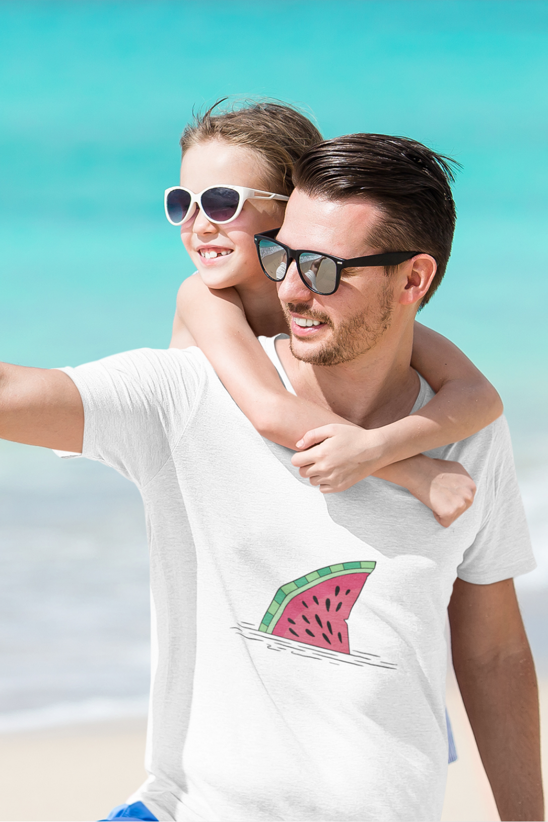 Watermelon Shark Fin Printed T-Shirt For Men - WowWaves - 3