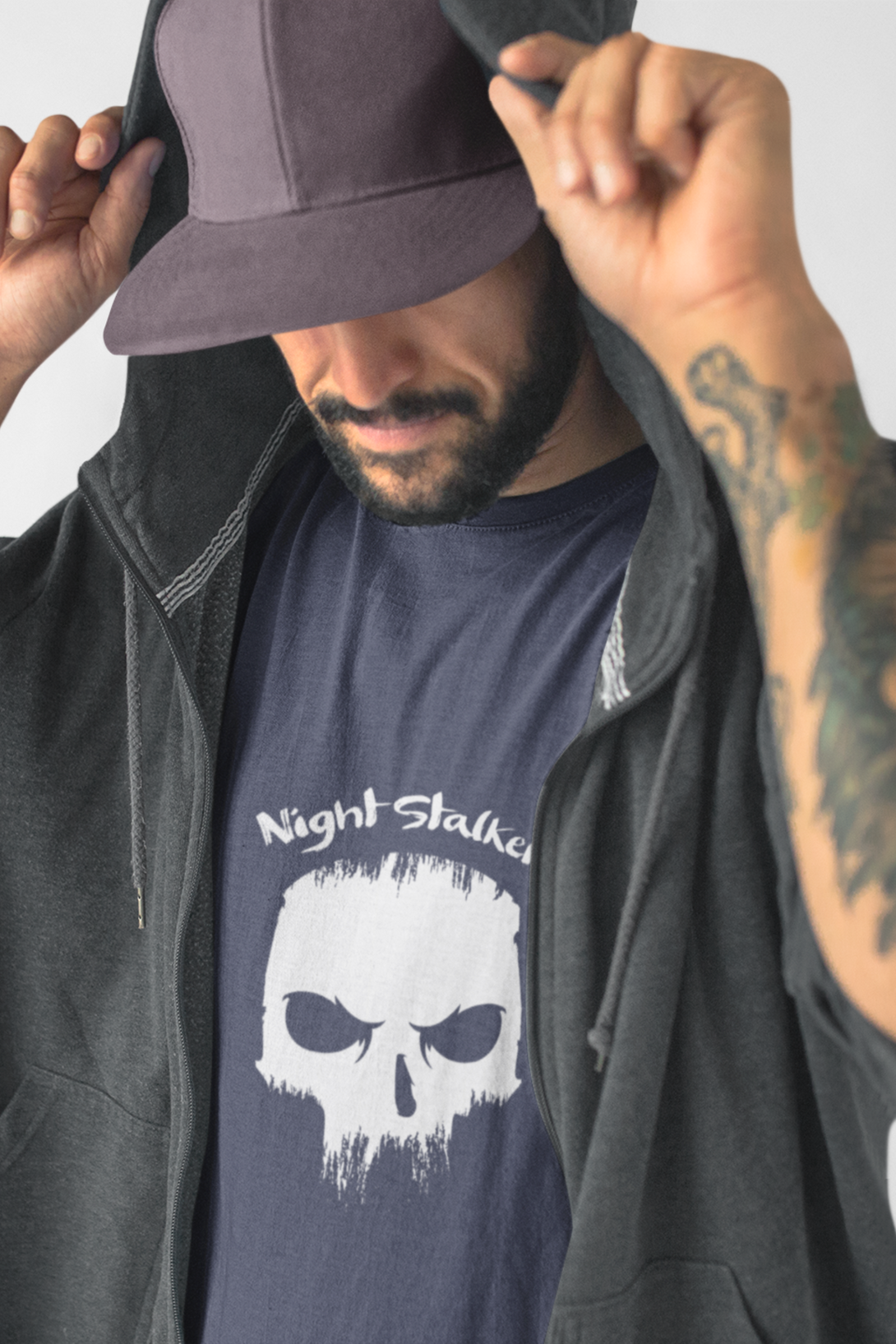 Skull Night Stalker Printed T Shirt For Men - WowWaves - 3