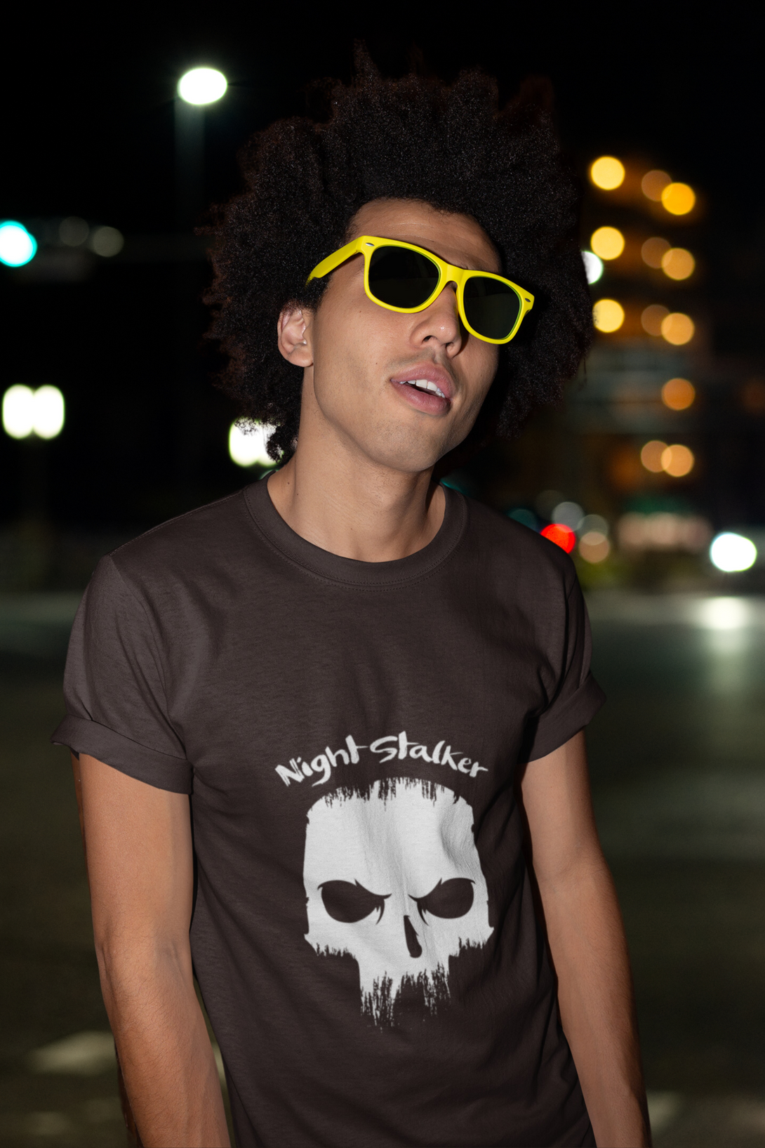 Skull Night Stalker Printed T Shirt For Men - WowWaves - 4