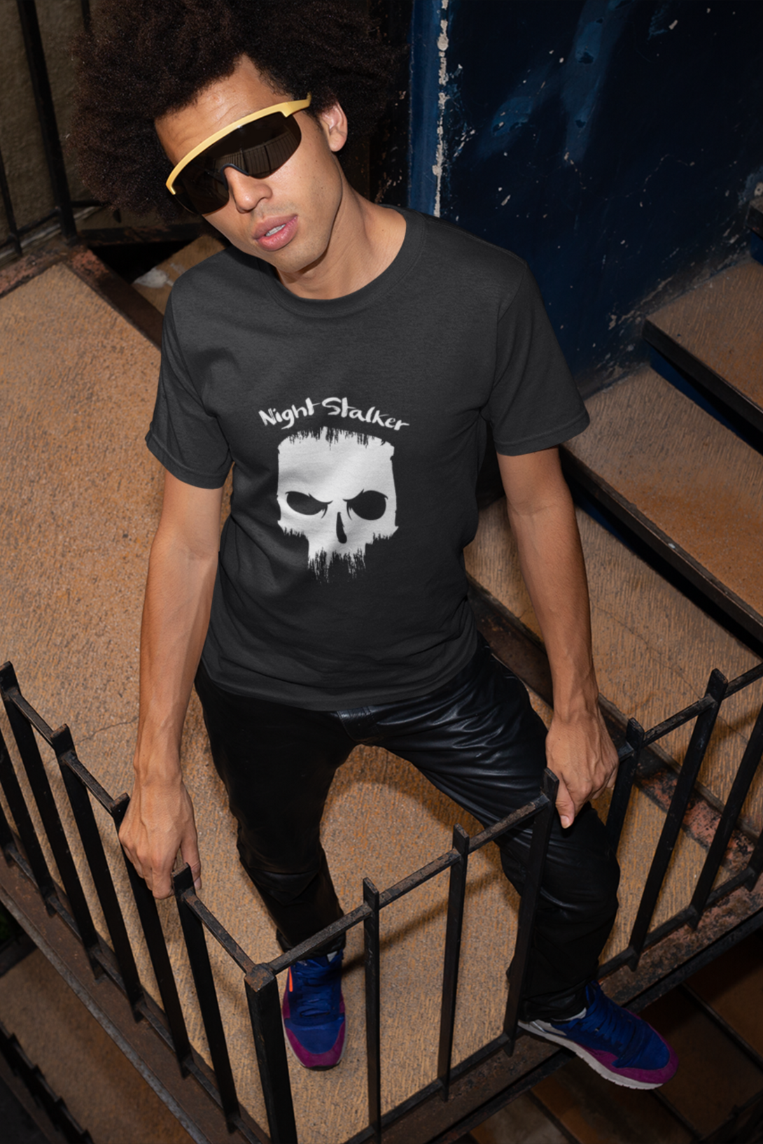 Skull Night Stalker Printed T Shirt For Men - WowWaves - 5