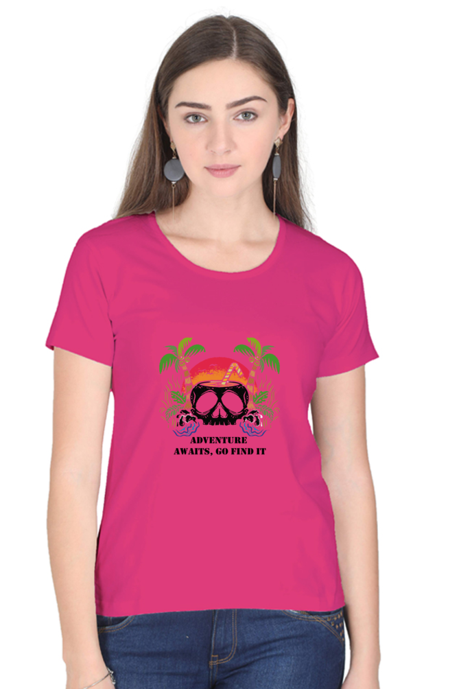 Hawaiian Beach Printed Scoop Neck T-Shirt For Women - WowWaves - 9