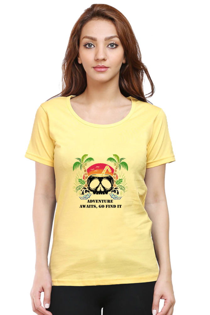Hawaiian Beach Printed Scoop Neck T-Shirt For Women - WowWaves - 11