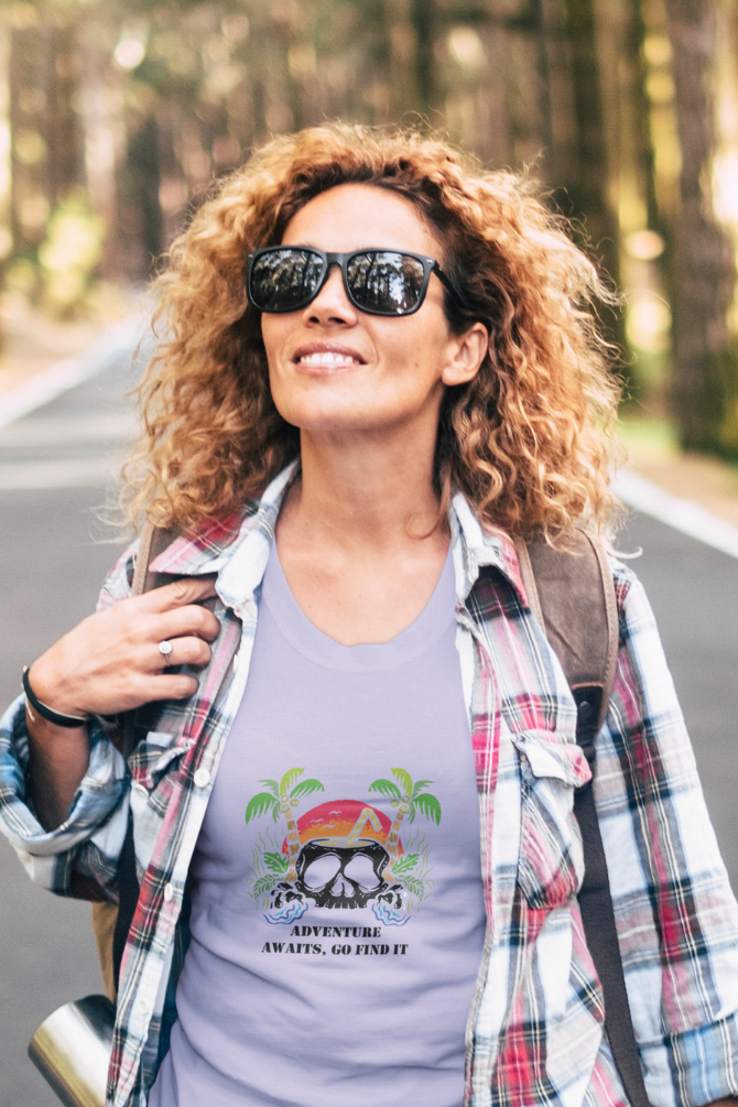 Hawaiian Beach Printed Scoop Neck T-Shirt For Women - WowWaves - 5