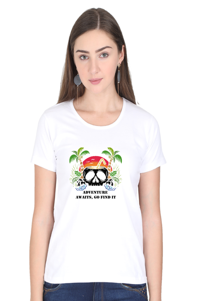 Hawaiian Beach Printed Scoop Neck T-Shirt For Women - WowWaves - 12
