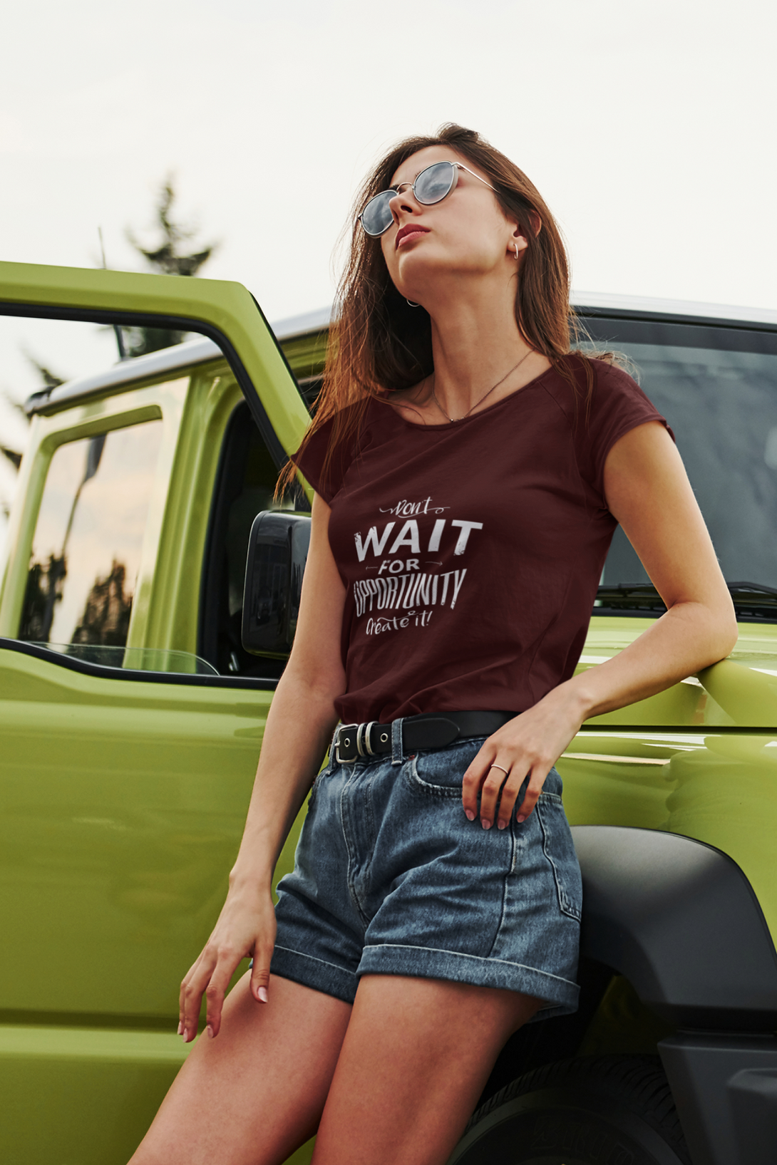 Create Opportunity Printed Scoop Neck T-Shirt For Women - WowWaves - 3