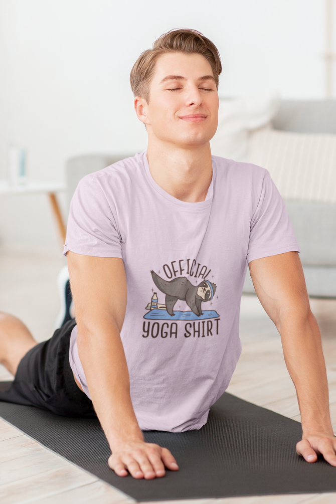 Official Yoga Sloth Printed T-Shirt For Men - WowWaves