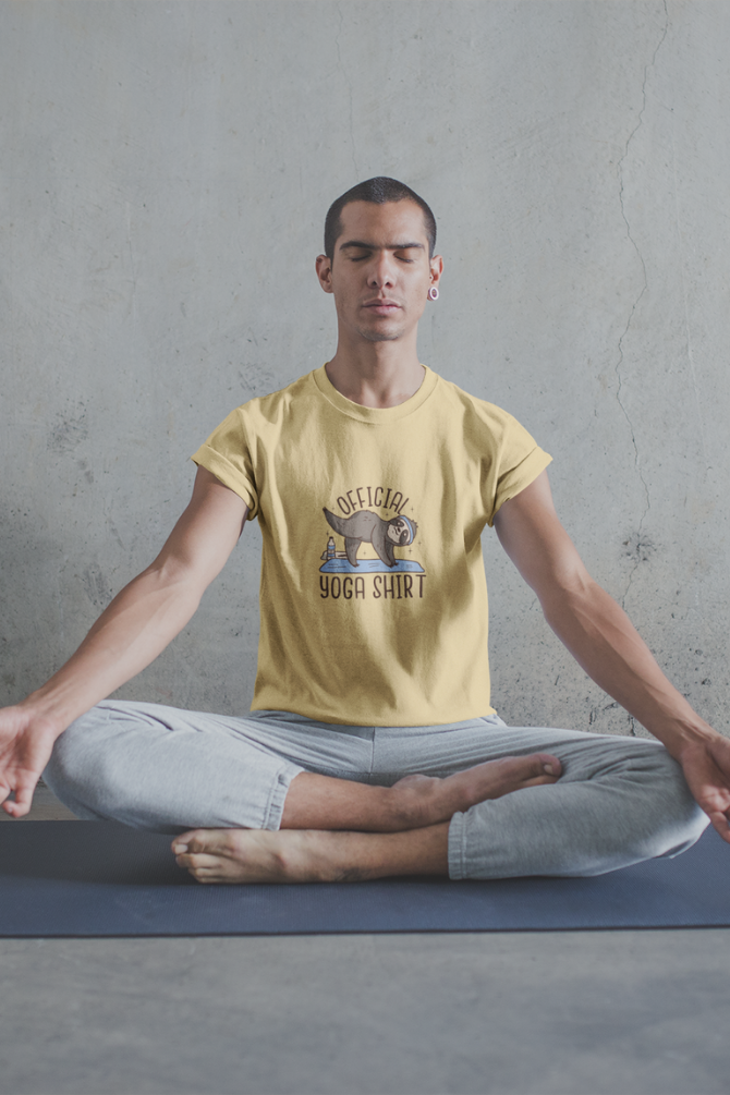 Official Yoga Sloth Printed T-Shirt For Men - WowWaves - 5