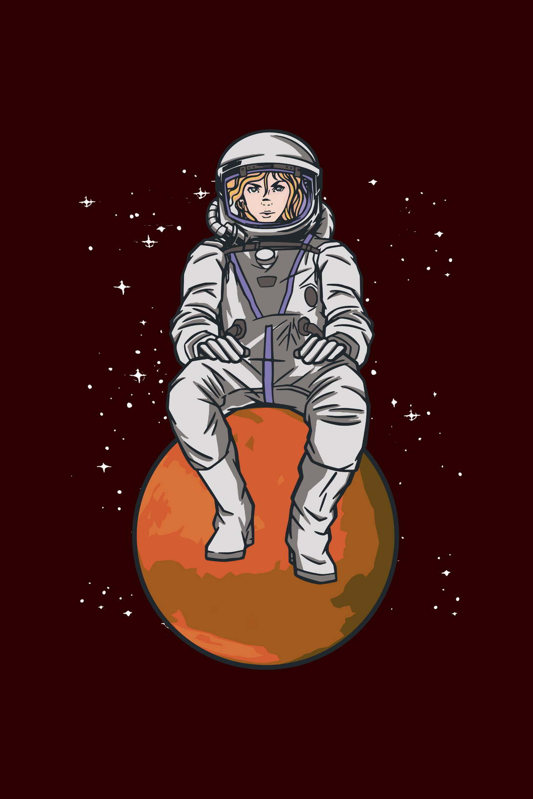 Space Explorer Printed T-Shirt For Women - WowWaves - 1