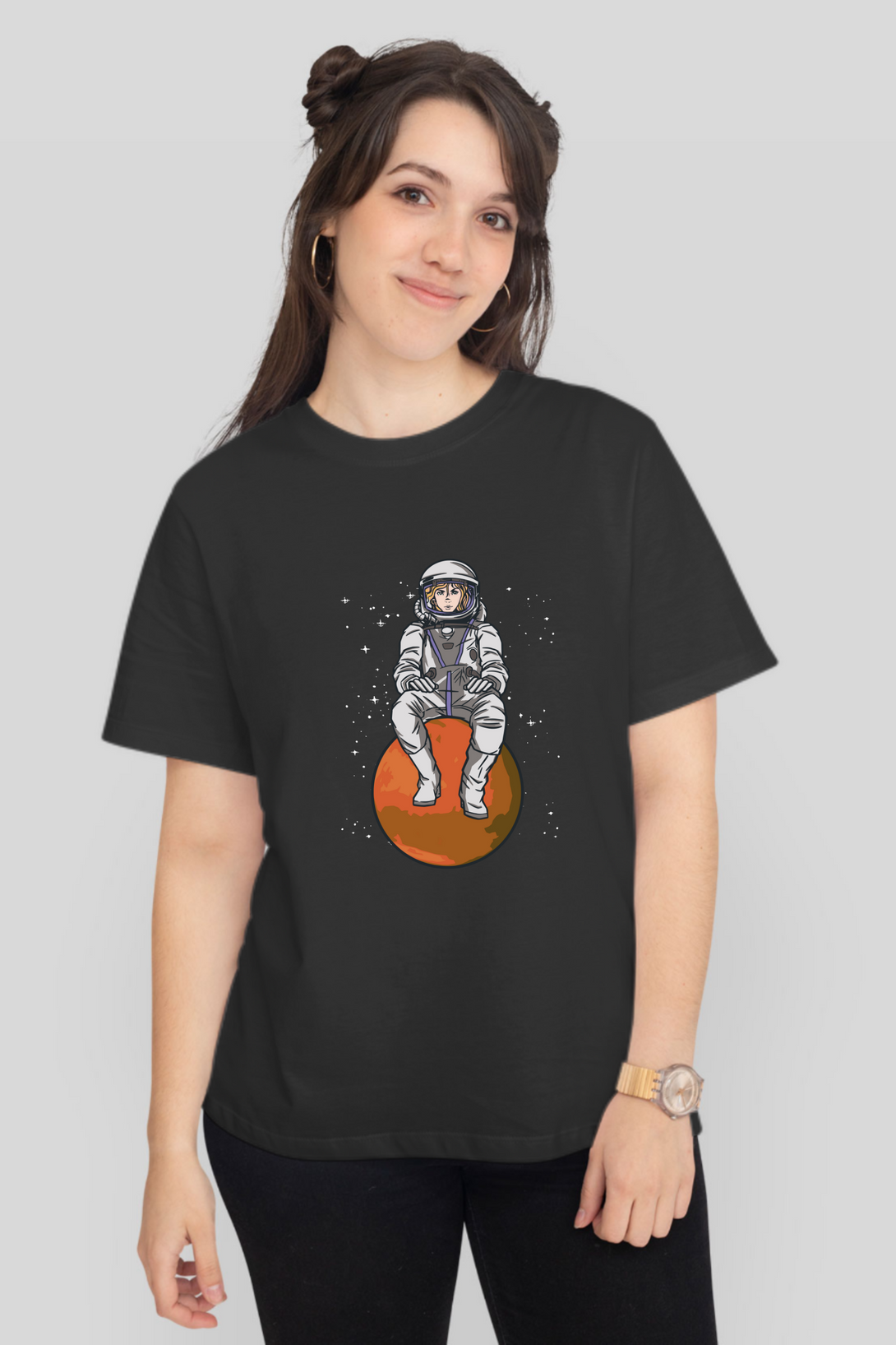 Space Explorer Printed T-Shirt For Women - WowWaves - 8