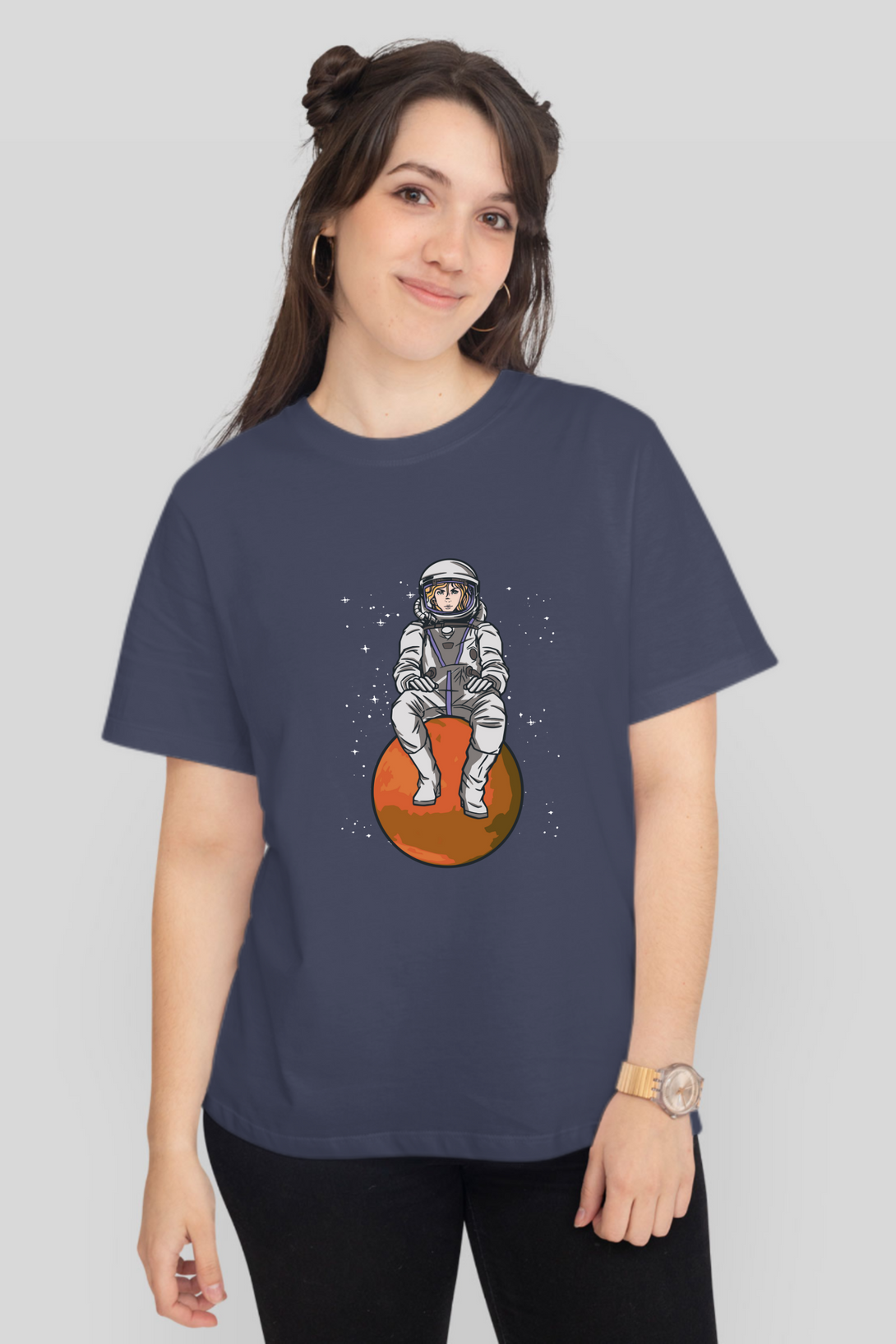 Space Explorer Printed T-Shirt For Women - WowWaves - 9