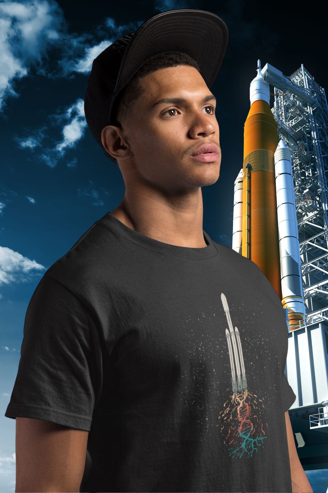 Space Rocket Printed T-Shirt For Men - WowWaves - 4