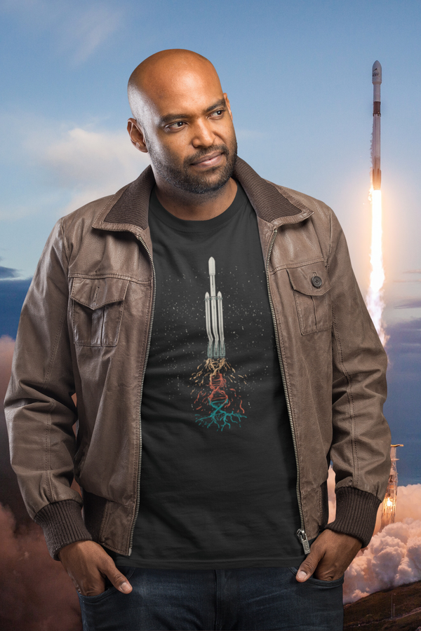 Space Rocket Printed T-Shirt For Men - WowWaves