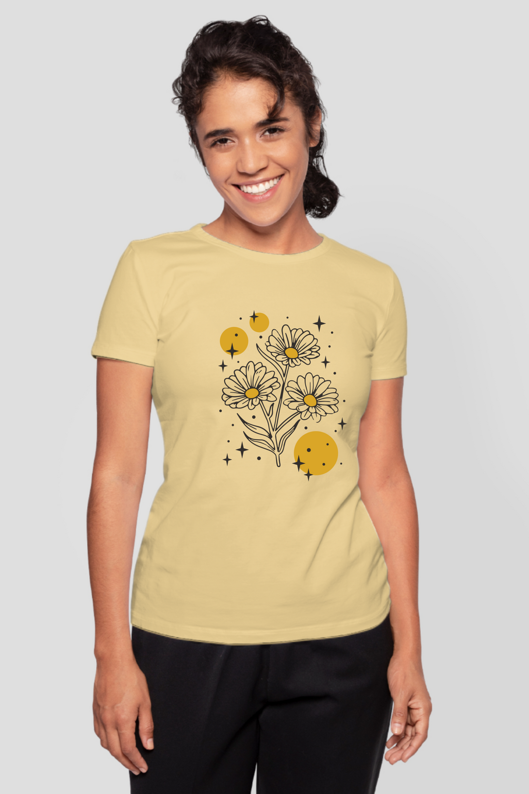 Sparkling Flowers Printed T-Shirt For Women - WowWaves - 10