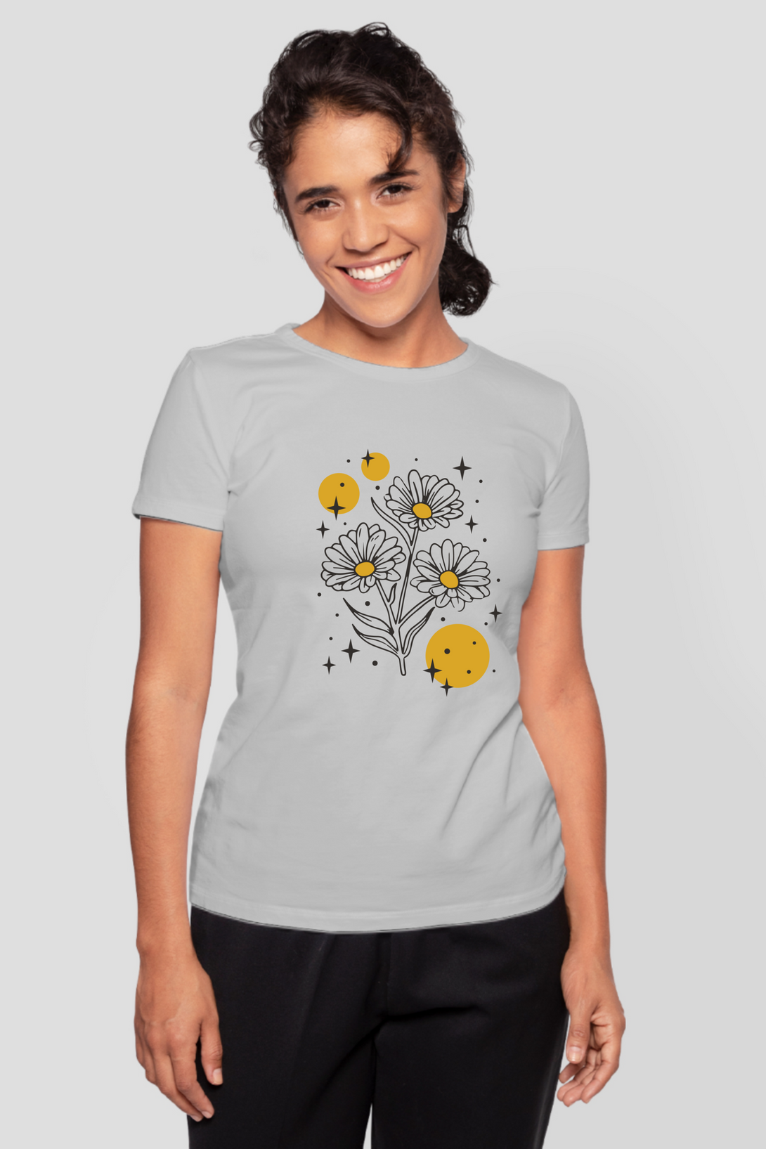 Sparkling Flowers Printed T-Shirt For Women - WowWaves - 9