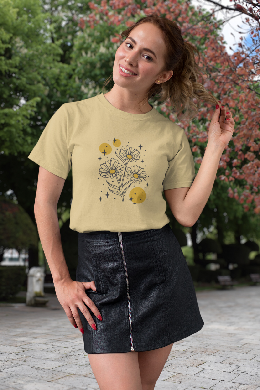 Sparkling Flowers Printed T-Shirt For Women - WowWaves - 2