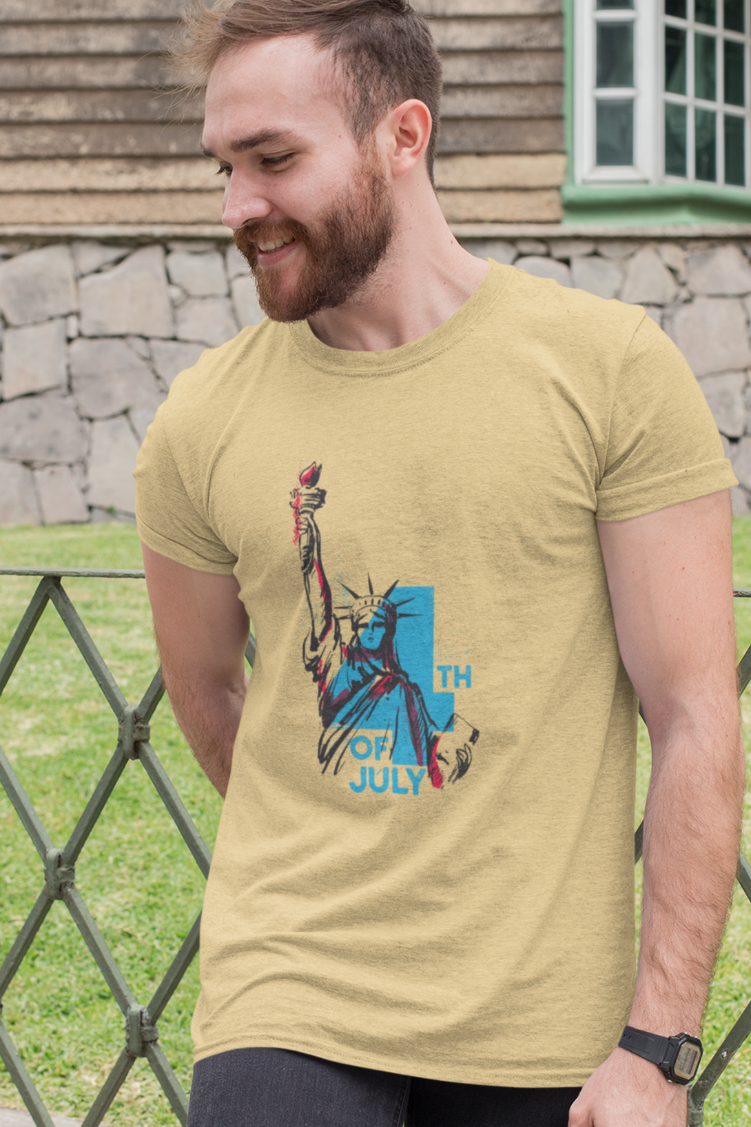 Statue Of Liberty Vintage Printed T-Shirt For Men - WowWaves - 2