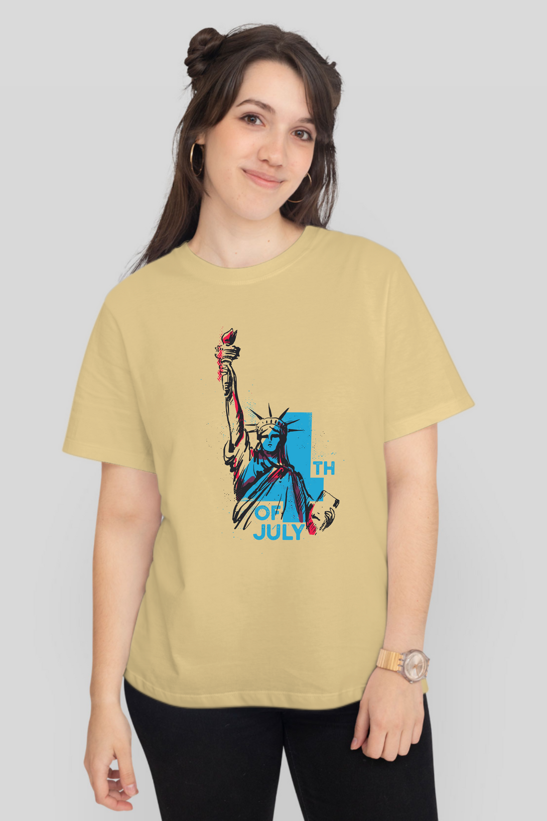 Statue Of Liberty Vintage Printed T-Shirt For Women - WowWaves - 11