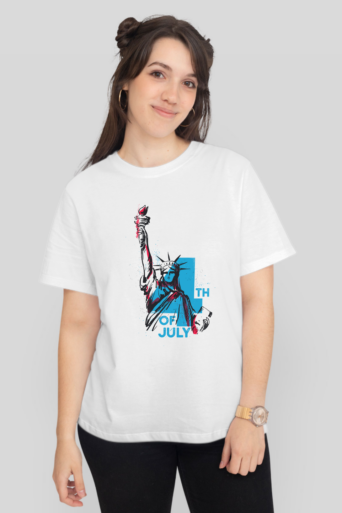 Statue Of Liberty Vintage Printed T-Shirt For Women - WowWaves - 8