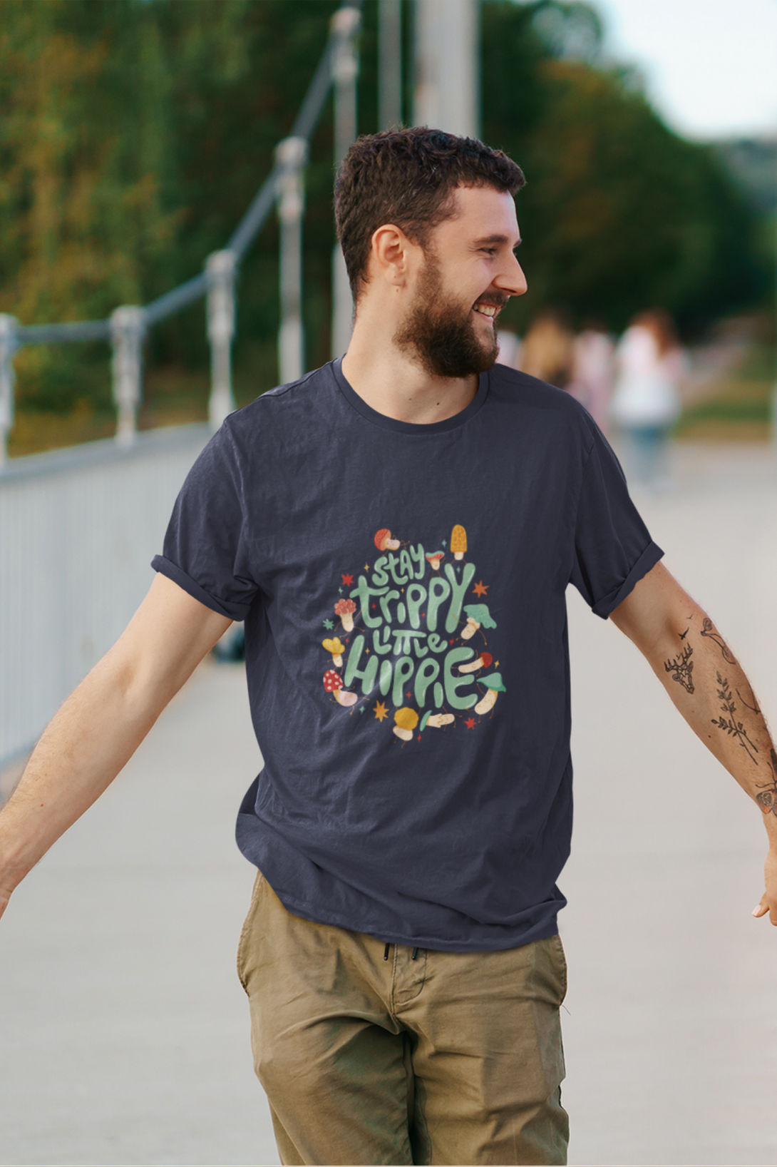Stay Trippy Little Hippie Printed T-Shirt For Men - WowWaves - 7