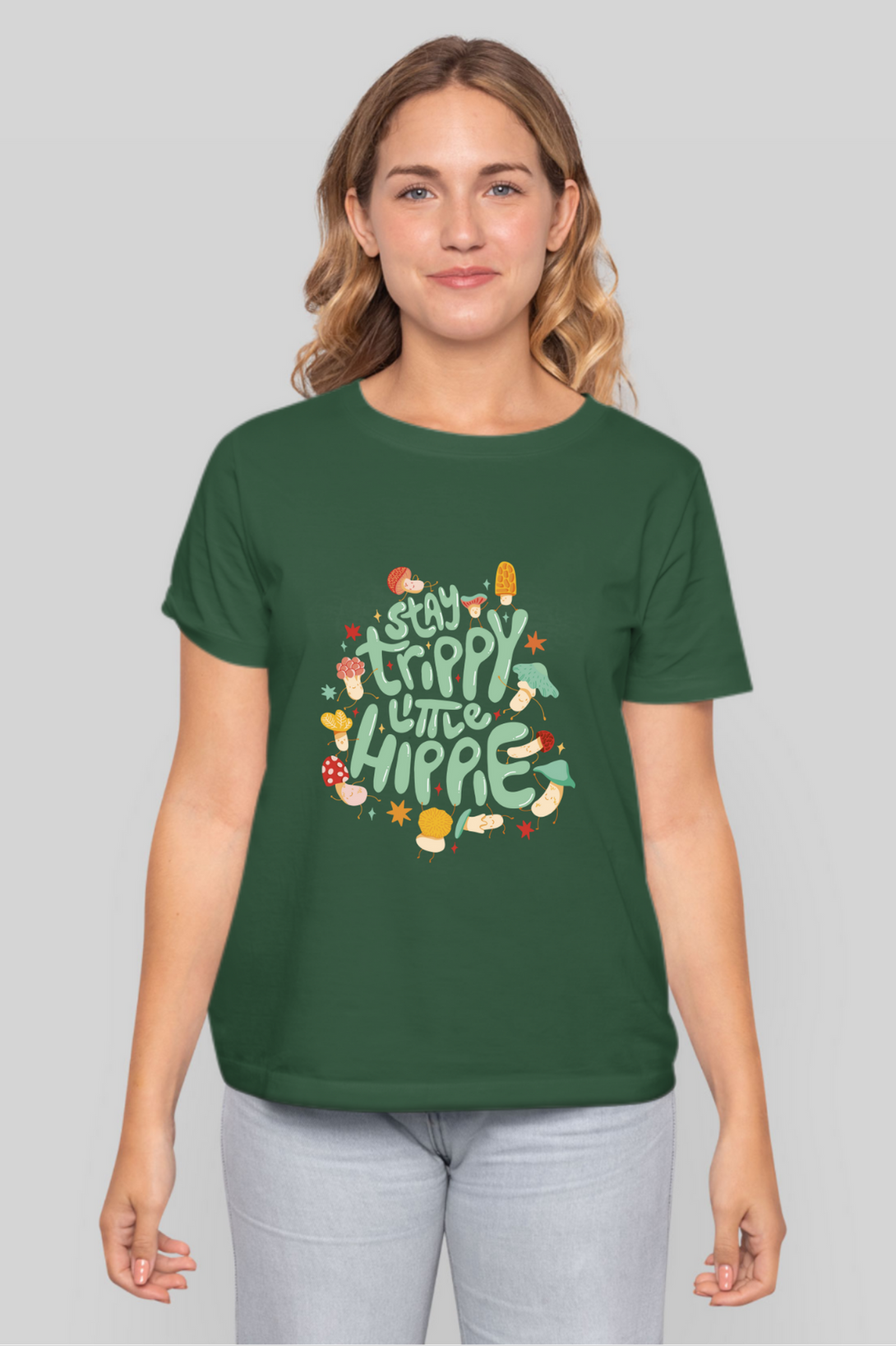 Stay Trippy Little Hippie Printed T-Shirt For Women - WowWaves - 8