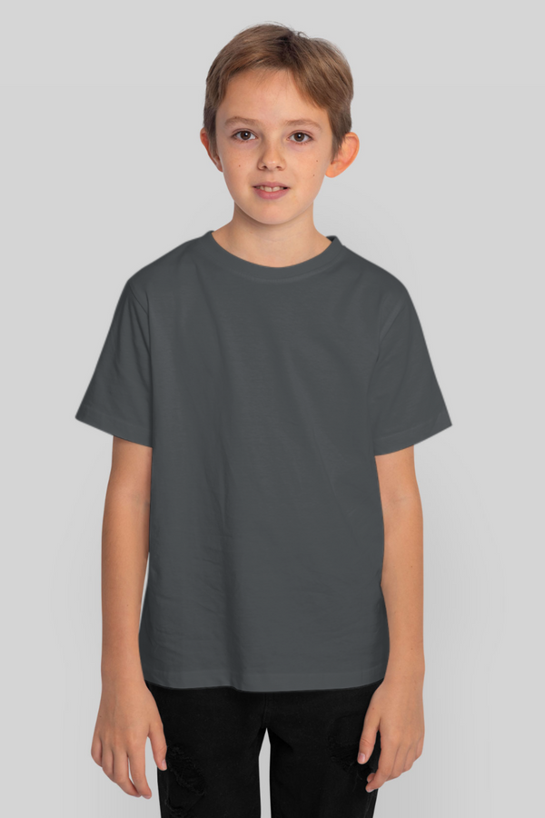 Steel Grey T-Shirt For Boy - WowWaves