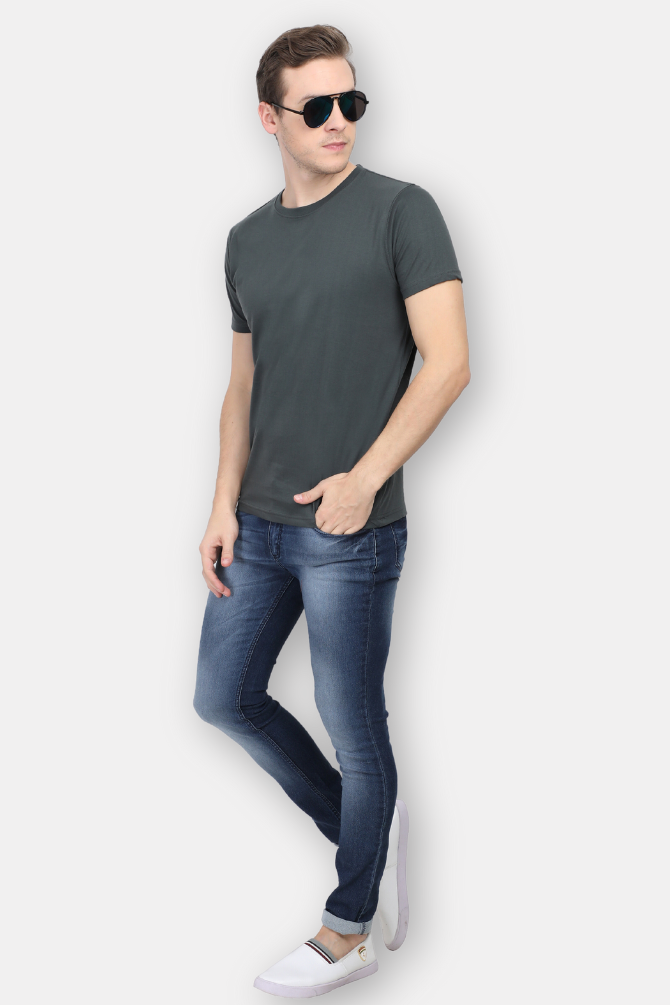 Steel Grey T-Shirt For Men - WowWaves - 2