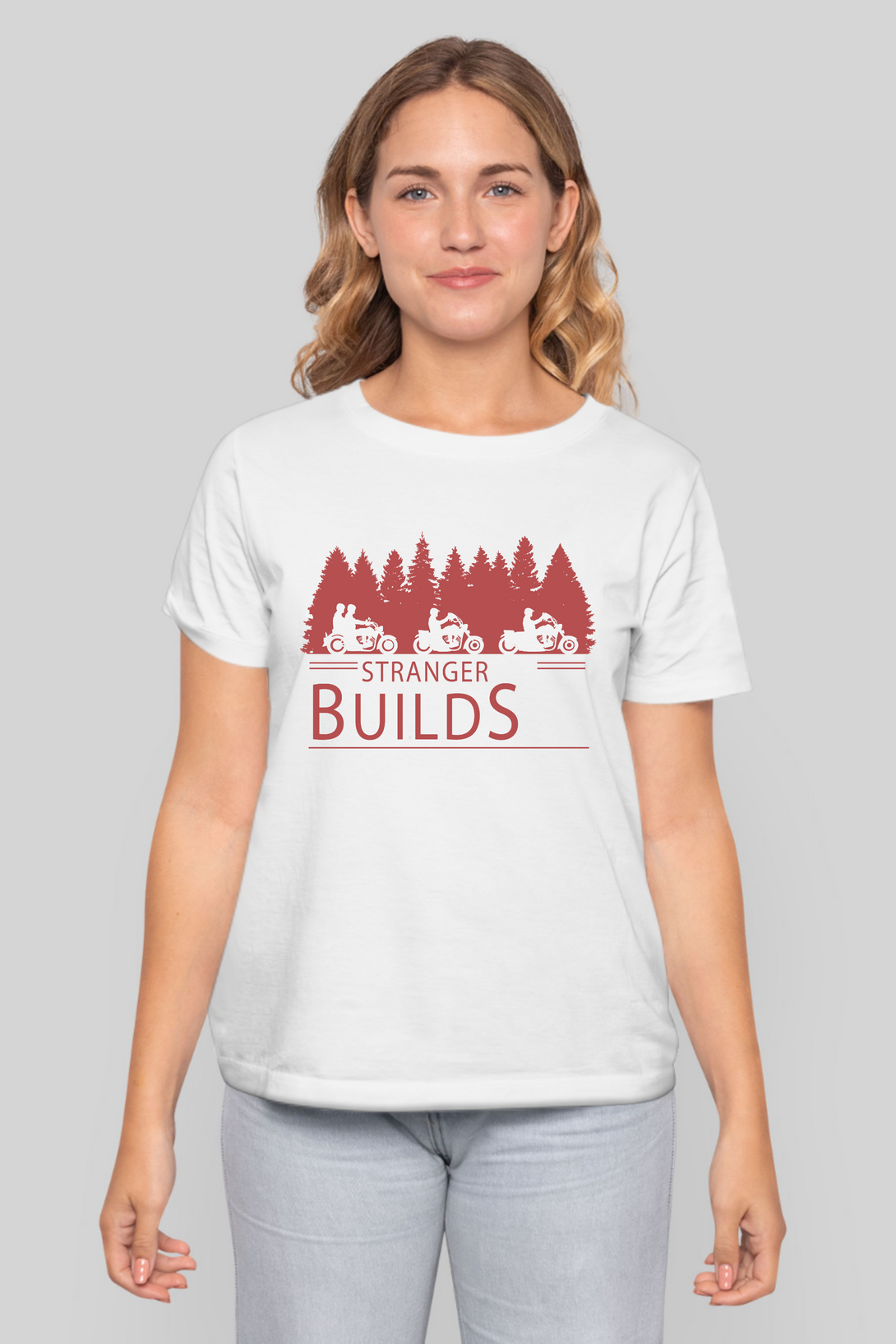Stranger Builds Printed T-Shirt For Women - WowWaves - 7