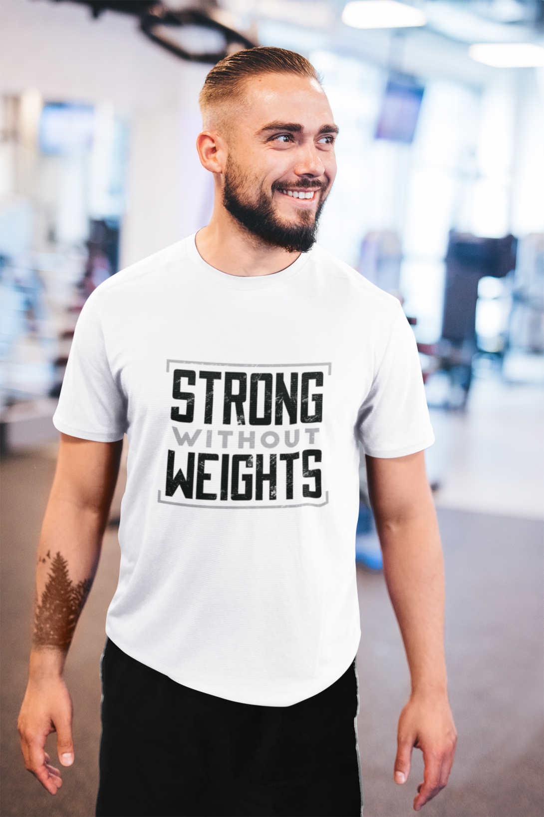 Strong Without Weights Printed T-Shirt For Men - WowWaves