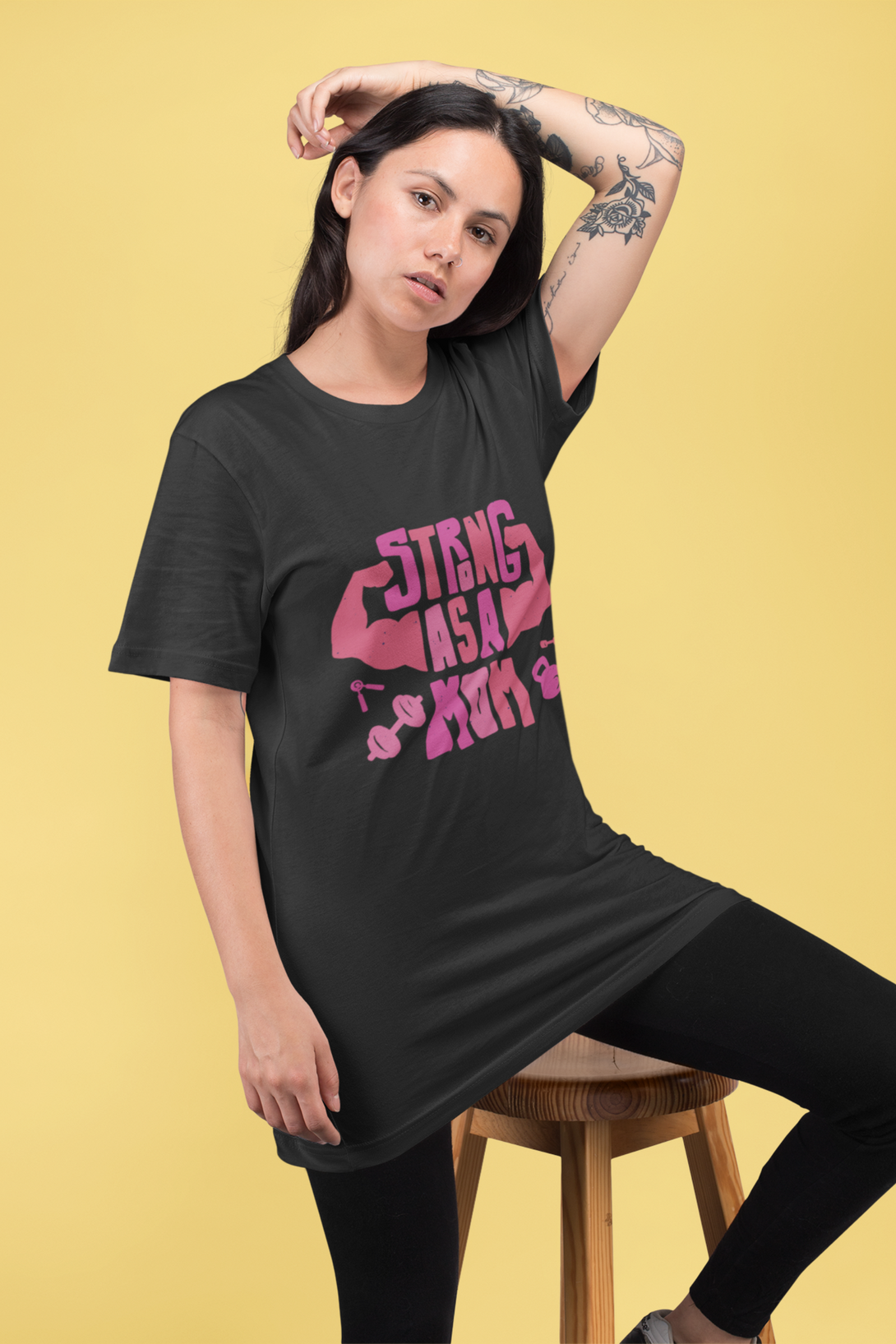 Strong Mom Gym Printed Oversized T-Shirt For Women - WowWaves - 5