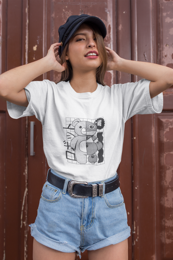 Teddy Bear Robot Technology Printed T-Shirt For Women - WowWaves