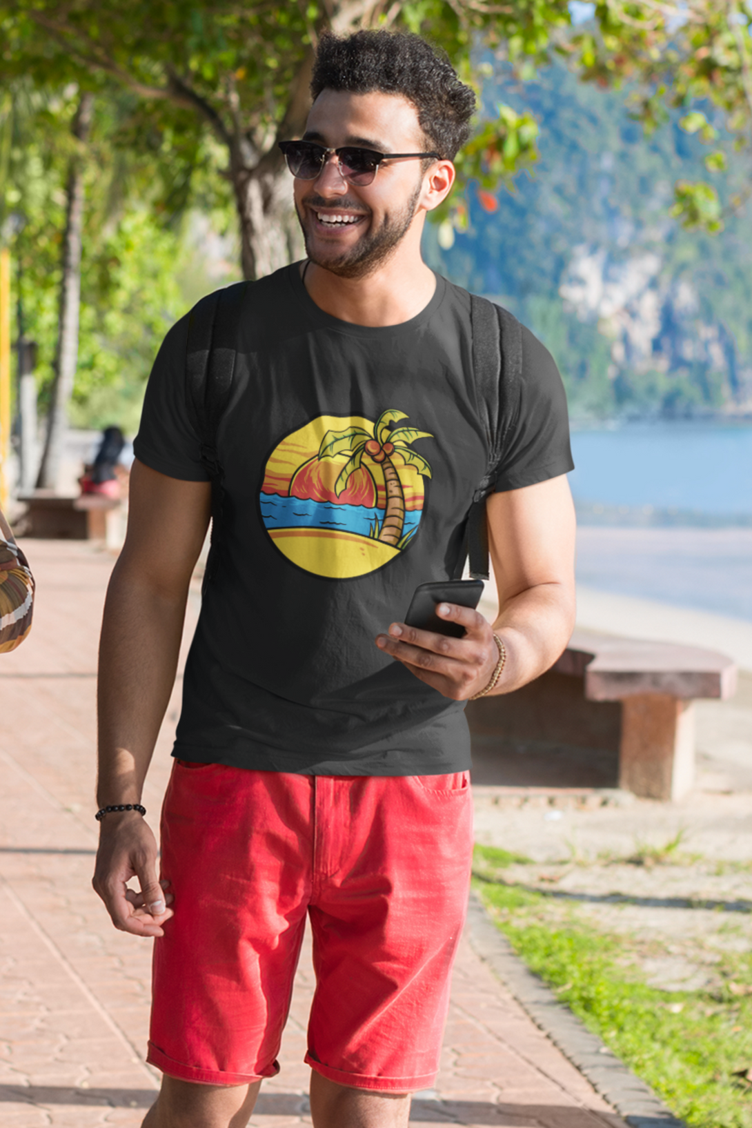 Summer Beach Sunset Printed T-Shirt For Men - WowWaves - 2